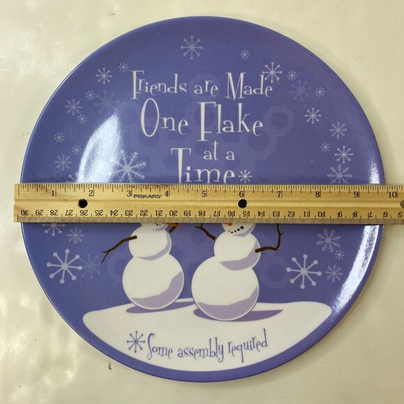 Set Of 3 Melamine Snowman "Friends Are Made One Flake At A Time" 9.75" Plates - Picture 5 of 5